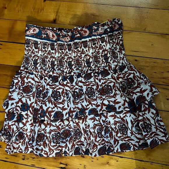 House of Harlow 1960 Size Small Marble Rust Smocking Tiered Mini Skirt NWOT L - Picture 5 of 8